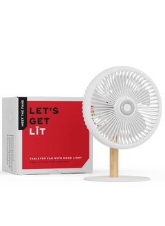 NUUK LIT Cordless Rechargeable 7 Inch Table Fan with Night Light Remote Control Auto Oscillation with 4 Wind Modes BLDC Fan with Up To 12 Hour Run Time Portable Table Fan for Home Office