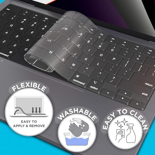 Oaky Keyboard Cover for MacBook Pro 14/16 (2021–2024, M1/M2/M3/M4 Pro/Max) & MacBook Air 13/15 (2021–2025, M2/M3/M4) TPU Clear Keyboard Skin - Image 3