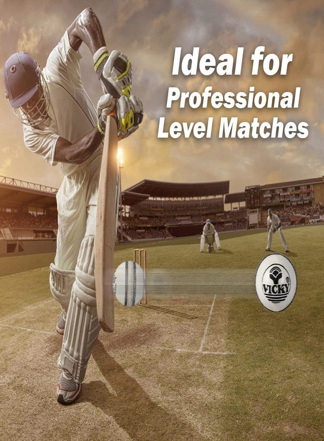 Vicky Challenger White Cricket Ball Constructed with Alumtanned Large Thick Leather Suits Every Balling Style Ideal for Professional Use- 4 Pcs (Pack of 1) - Image 4