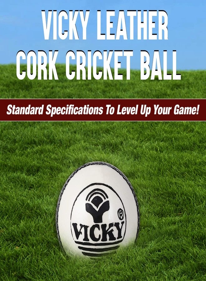 Vicky Challenger White Cricket Ball Constructed with Alumtanned Large Thick Leather Suits Every Balling Style Ideal for Professional Use- 4 Pcs (Pack of 1) - Image 3
