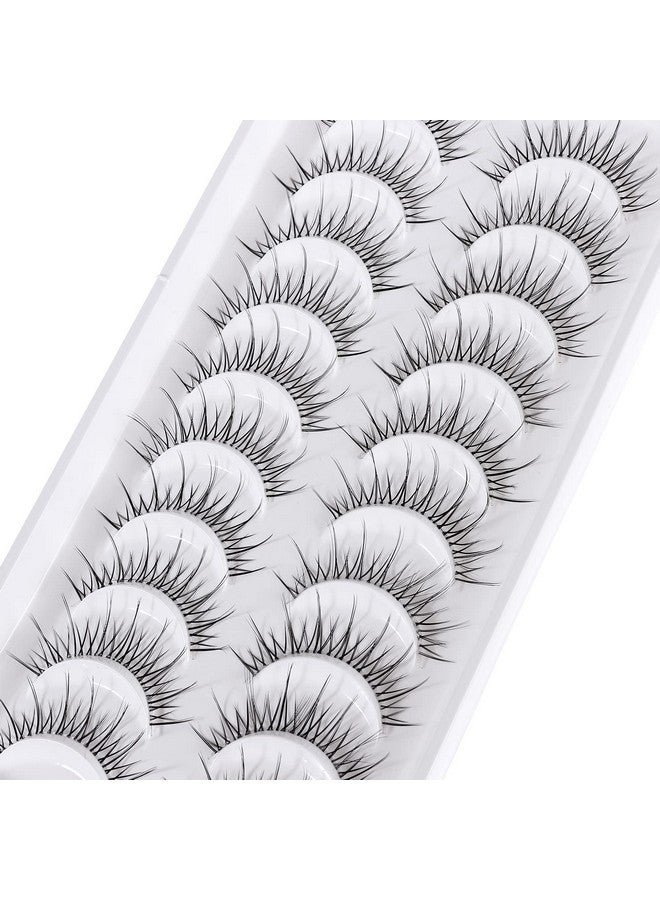 Outopen Manga Lashes Natural Look Japanese Anime Lashes Korean Asian Wispy Spiky Lashes With Clear Band Short Fake Eyelash 10 Pairs Pack By Outopen - Image 2