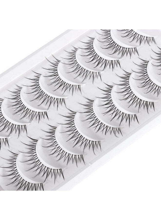 Outopen Manga Lashes Natural Look Japanese Anime Lashes Korean Asian Wispy Spiky Lashes With Clear Band Short Fake Eyelash 10 Pairs Pack By Outopen - Image 4