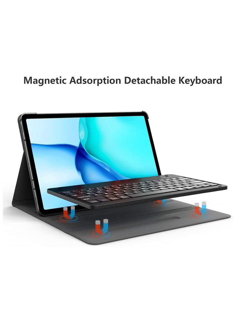 ELTRAZONE ELTERAZONE Galaxy Tab S8 Plus/ S7 Plus Keyboard Case, Wireless Detachable, PU Leather Stand Cover, Micro USB Rechargeable, Keyboard Case for Samsung Galaxy Tab S8+ 2022, S7+ 2020 12.4", Black  - Image 3