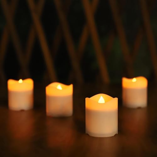 TWINKVILLA Solar Candles Outdoor Waterproof, 4pcs Rechargeable Dusk to Dawn Little Votive Candles, Flameless Flickering Solar Tea Lights for Patio Yard Deck Pathway Window Outdoor Lantern Decor(Warm Amber) - Image 1