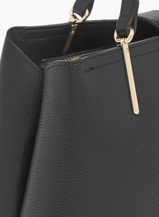 Flora Bella By Shoexpress Womens Textured Tote Bag With Snap Button Closure And Detachable Strap