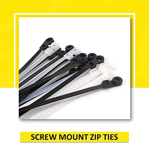 Kable Kontrol Zip Ties with Screw Hole, 11 Inch 100 Pcs Black, 50 Lbs. Tensile Strength, Self-Locking, Multipurpose Mounting head Cable Ties for Indoor & Outdoor Use - Image 2
