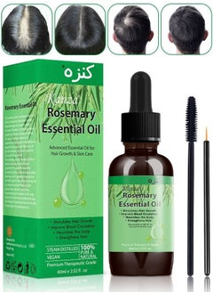 Kanza Rosemary Essential Oil 60 ML,Scalp and Hair Strengthening Oil,Pure Organic Rosemary Oil for Dry Damaged Hair Growth Oil Hair,Scalp Oil,Pure and Natural Premium Quality Hair Oil for Men and Women  - Image 1