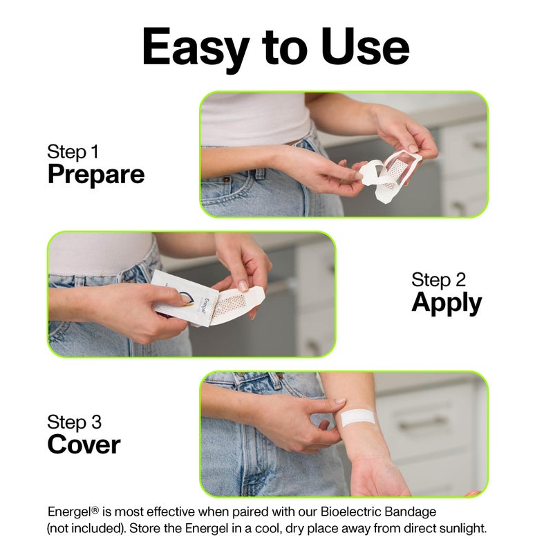 PowerHeal Energel Hydrogel â€“ Wound Gel to Cover Your Wound and Help Maintain & Provide Moisture for Cuts, Abrasions, Blisters, Burns, Scrapes, Surgical Incisions, Ulcers & More â€“ 5-Pack, 0.26 Oz Each - Image 3