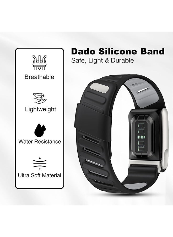 Wffo Compatible with Whoop 5.0/MG Replacement Band, Soft Silicone Sports Loop Wristband, Comfortable Durable Replacement Watch Bands for Men & Women with U Shaped Connector – For Whoop 5.0 - Black/Titanium Frame/Electrocardiogram Model - Image 3