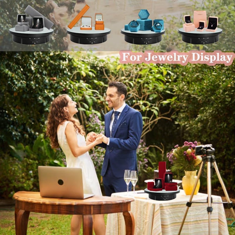 JAYEGT 3 in 1 Rotating Display Stand with 5.74/7.08/8.66 inch Replacement Mirror Cover，22lbs Load , 360 Degree Electronic Turntable for Photography Products Display (Mirror/3 in1 / Black/ Remote - Image 3