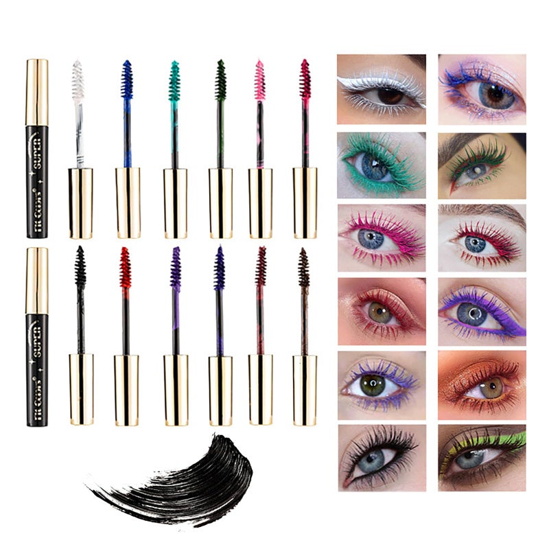 RoseFlower Colored Mascara Sets - 12 Waterproof Colors, Pink, Purple, Blue, White, Black Voluminous & Long Lasting Gift Set - Image 1