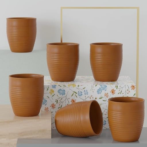 The Earth Store Re-useable Brown Ring Ceramic Traditional Style Kullad/kulhad/kullar/Kullad Tea Cups for Serving Coffee & Milk - Image 1