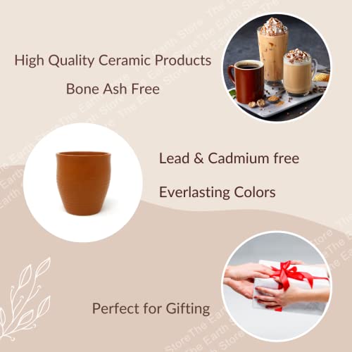 The Earth Store Re-useable Brown Ring Ceramic Traditional Style Kullad/kulhad/kullar/Kullad Tea Cups for Serving Coffee & Milk - Image 3