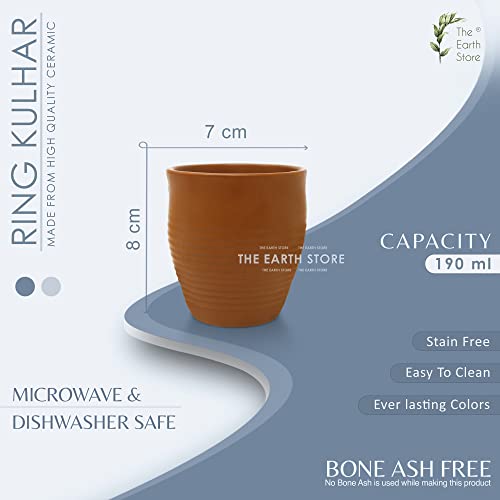 The Earth Store Re-useable Brown Ring Ceramic Traditional Style Kullad/kulhad/kullar/Kullad Tea Cups for Serving Coffee & Milk - Image 2