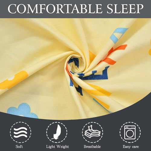 FRESH FROM LOOM Glace Cotton Wrinkle Free Soft Hypoallergenic Bed Sheet | Cartoon Printed | Single Size Bedsheet for Kids Room with 1 Pillow Covers, Boys Girls (60x90 Inches/Dino), Multicolor, 144 TC - Image 2