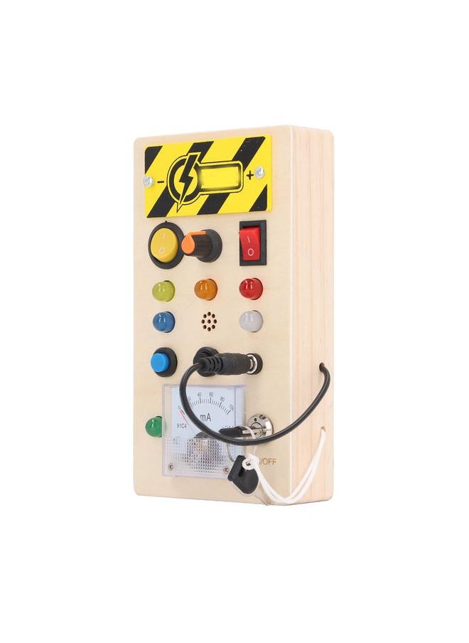 Thoraya - Kids LED Wooden Toy Educational Simulation Key Lock Pluggable Wire Motor Skills Activity Board for 36 Months and Above Long Type Ammeter - Image 1