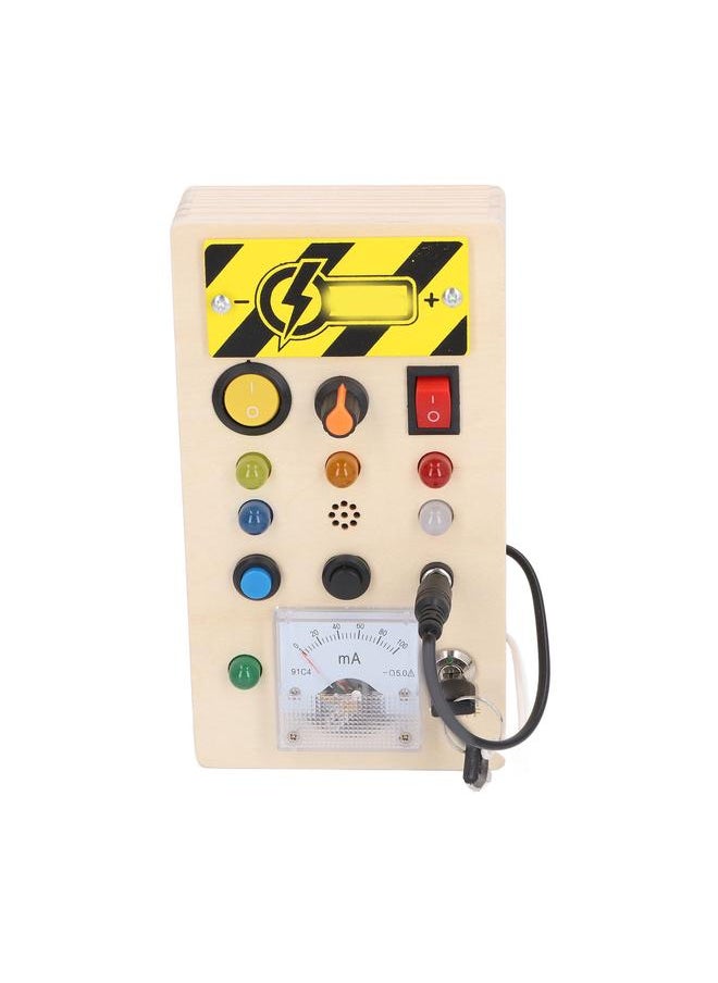 Thoraya - Kids LED Wooden Toy Educational Simulation Key Lock Pluggable Wire Motor Skills Activity Board for 36 Months and Above Long Type Ammeter - Image 1