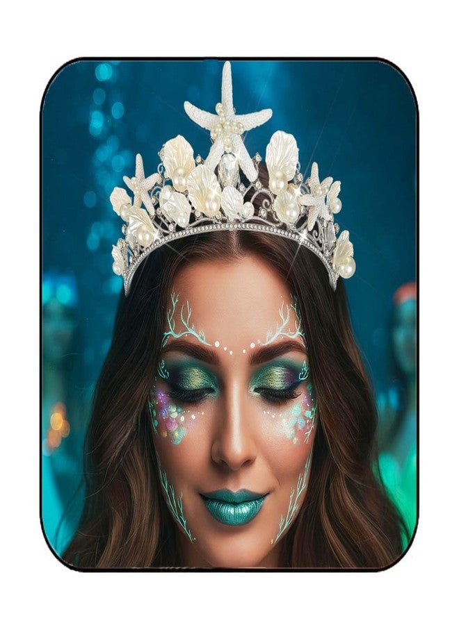 Unicra Mermaid Crown Starfish Tiara Silver Seashell Headband Beach Wedding Hair Accessories for Women - Image 1