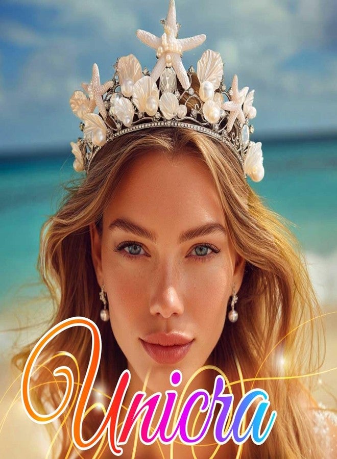 Unicra Mermaid Crown Starfish Tiara Silver Seashell Headband Beach Wedding Hair Accessories for Women - Image 5