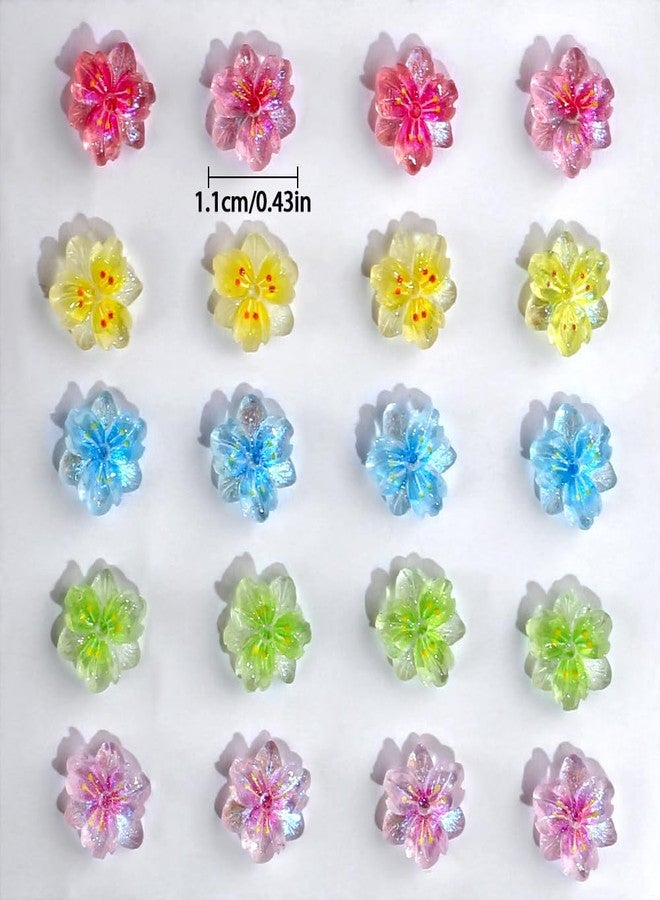 JALIYA 50pcs 3D Ice Translucent Flower Nail Charms - Luminous Resin Flower Petals for Nail Art - Image 2
