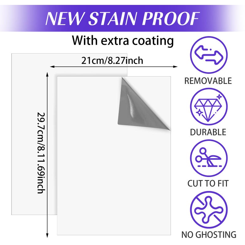 Qianyu 2 Pcs Dry Erase Board Sticker 8.3'' x 11.7'' Whiteboard Sticker Self-Stick Dry Erase Sheets Wallpaper Peel Stick New Stain Proof Dry Erase Stickers for Wall Desk Refrigerator Door Locker - Image 2