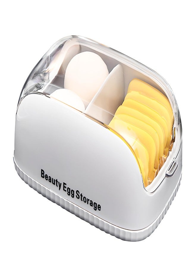 LamChyar Beauty Blender Holder, Makeup Sponge Holder with Lid, Makeup Sponge Case for Countertop (Clear Lid) - Image 1