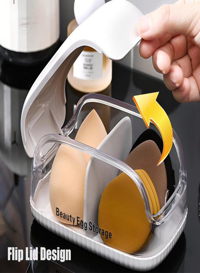 LamChyar Beauty Blender Holder, Makeup Sponge Holder with Lid, Makeup Sponge Case for Countertop (Clear Lid) - Image 4
