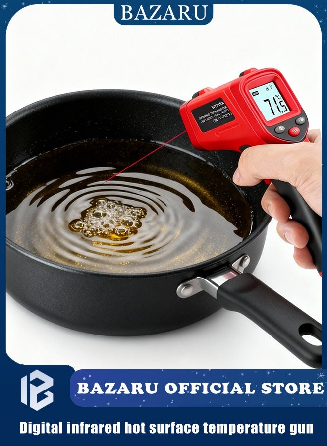 بازار مسدس ترمومتر ليزر بالأشعة تحت الحمراء - مسدس رقمي لقياس درجة حرارة السطح بدون تلامس (من -50 درجة مئوية إلى 400 درجة مئوية / من -58 درجة فهرنهايت إلى 752 درجة فهرنهايت)، استهداف ليزر بنسبة 12:1 لاختبار المطبخ والشواية والفرن وأنظمة التدفئة والتهوية وتكييف الهواء والمحركات - Image 1