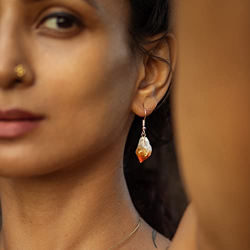 Ayana Wellness Ayana Crystals Citrine Earrings with Gold Plated Copper settings – Genuine November Birthstone Jewelry with Natural Citrine Crystals for Spiritual Balance and Emotional Clarity - Image 4
