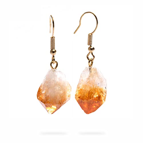 Ayana Wellness Ayana Crystals Citrine Earrings with Gold Plated Copper settings – Genuine November Birthstone Jewelry with Natural Citrine Crystals for Spiritual Balance and Emotional Clarity - Image 1