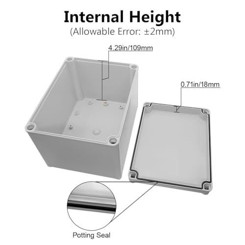 LeMotech Junction Box IP67 Waterproof Dustproof ABS Plastic Project Box for Electrical Outdoor Enclosure Gray 7.9 x 5.9 x 5.1 inch (200 x 150 x 130 mm) - Image 4