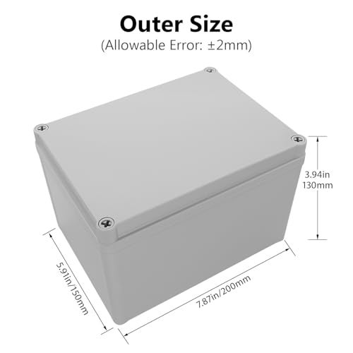 LeMotech Junction Box IP67 Waterproof Dustproof ABS Plastic Project Box for Electrical Outdoor Enclosure Gray 7.9 x 5.9 x 5.1 inch (200 x 150 x 130 mm) - Image 2