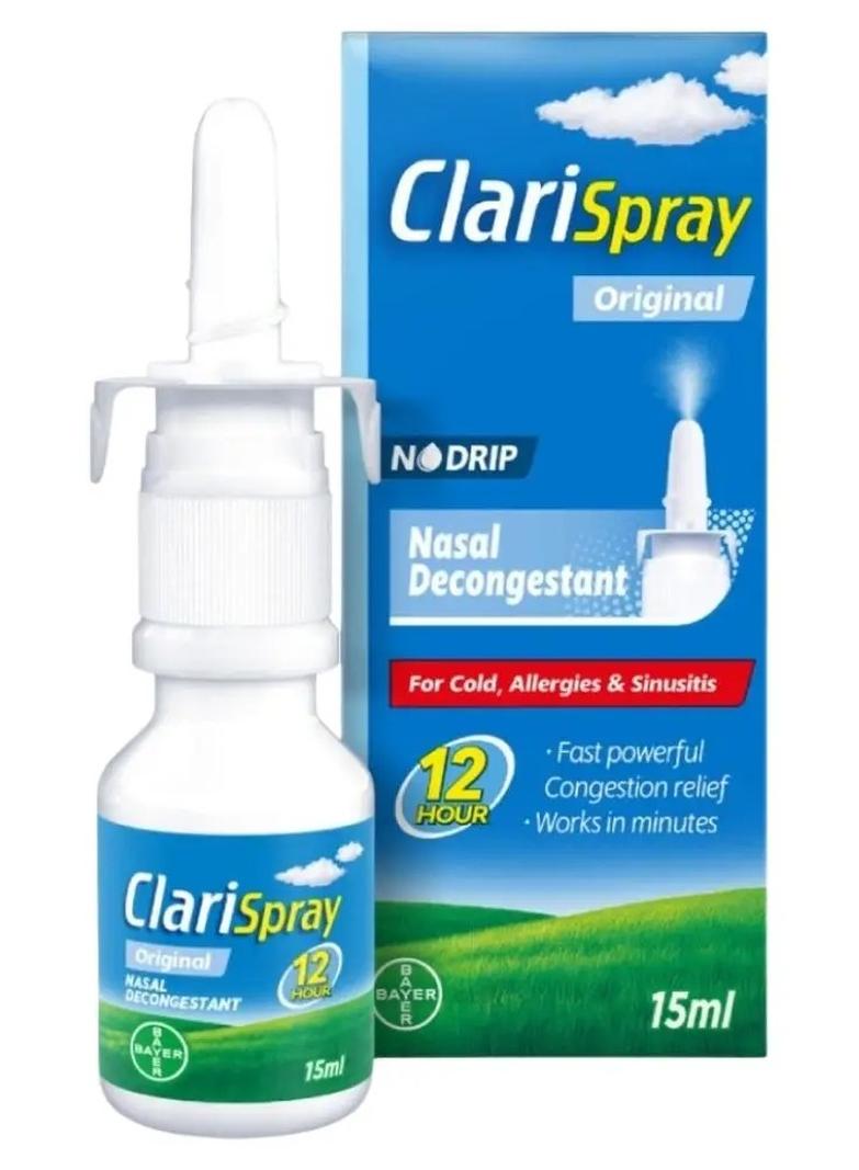 ClariSpray No Drip Nasal Decongestant Fast and Powerful Spray For Allergy Relief 15ml