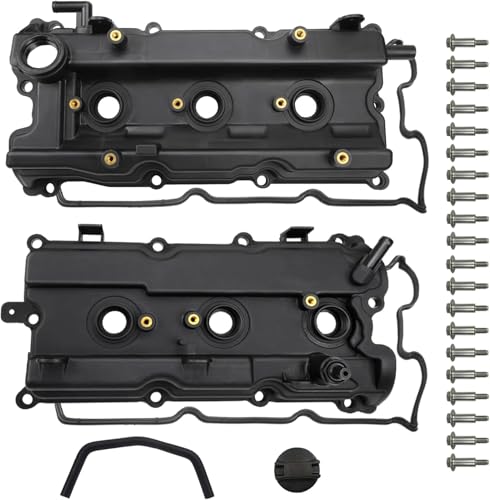 MITZONE Engine Valve Cover Set with Bolts & Oil Cap & Gaskets & Spark Plug Tube Seals & PCV Valve Compatible with 2002-2007 Nissan Altima Maxima Murano Quest Infiniti I35 VQ35DE V6 3.5L Part# 264-984 265-985 - Image 1