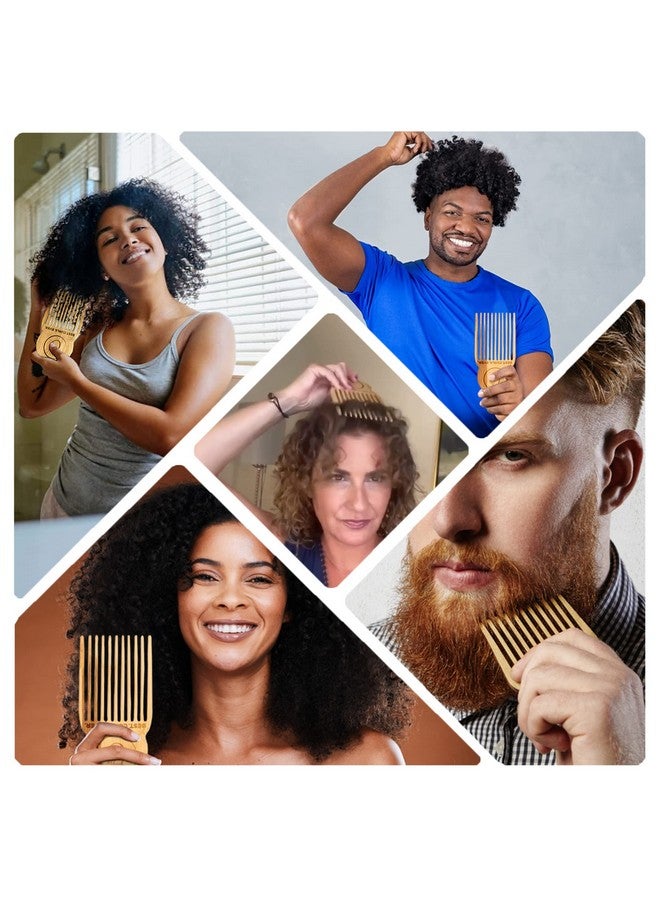 Controlled Chaos As Seen on Shark Tank Big Detangling Comb Hair Pick - Anti Static Bamboo Hair Pick for Thick Curly Hair, Long Tooth Detangler Wooden Comb for Men, Women & Kids - Image 3