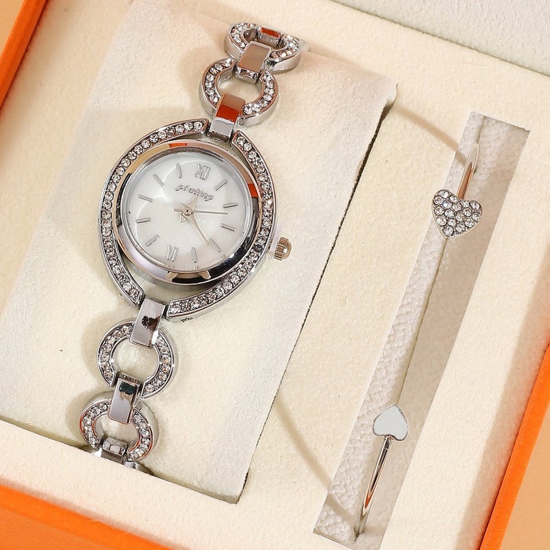 KUMO Trendy Fashion Water Crystal Alloy Steel Band Women's Quartz Watch with Decorative World Time Display - Image 1