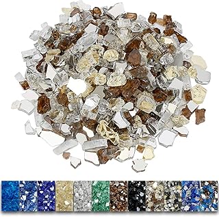 Grisun Fire Glass for Fire Pit, 1/2 Inch 9.5 Pounds High Luster Reflective Tempered Glass Rocks for Natural or Propane - Image 1