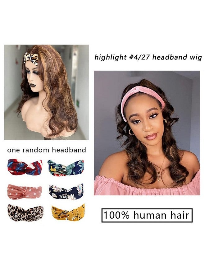 HighEr Ombre Headband Wig Human Hair 4/27 Highlight Body Wave Headband Wig 24 Inch Glueless None Lace Front Wig Brazilian Virgin Human Hair Headband Wigs For Black Women Wear And Go Wig 150% Density - Image 5