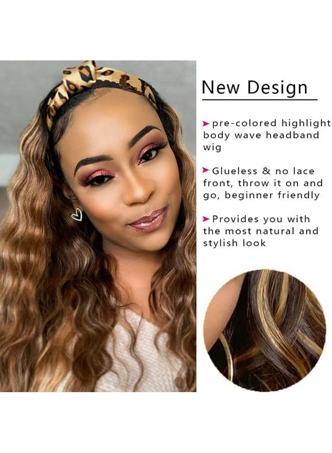 HighEr Ombre Headband Wig Human Hair 4/27 Highlight Body Wave Headband Wig 24 Inch Glueless None Lace Front Wig Brazilian Virgin Human Hair Headband Wigs For Black Women Wear And Go Wig 150% Density - Image 4