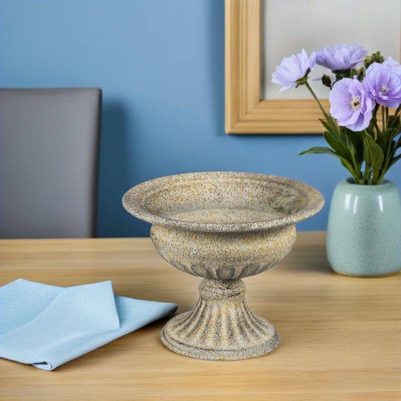 Rustic Iron Flower Arrangement Vase Table Centerpiece Vintage Metal Urn Planter Pedestal Vase Distressed Flower Pot for Wedding Holiday Party - Image 5