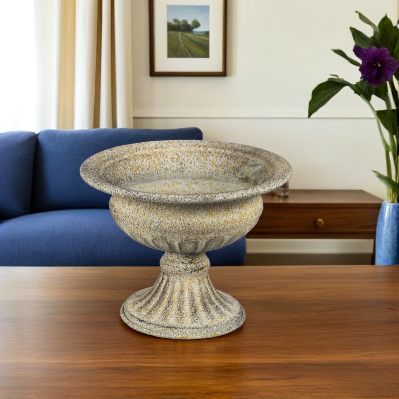 Rustic Iron Flower Arrangement Vase Table Centerpiece Vintage Metal Urn Planter Pedestal Vase Distressed Flower Pot for Wedding Holiday Party - Image 3