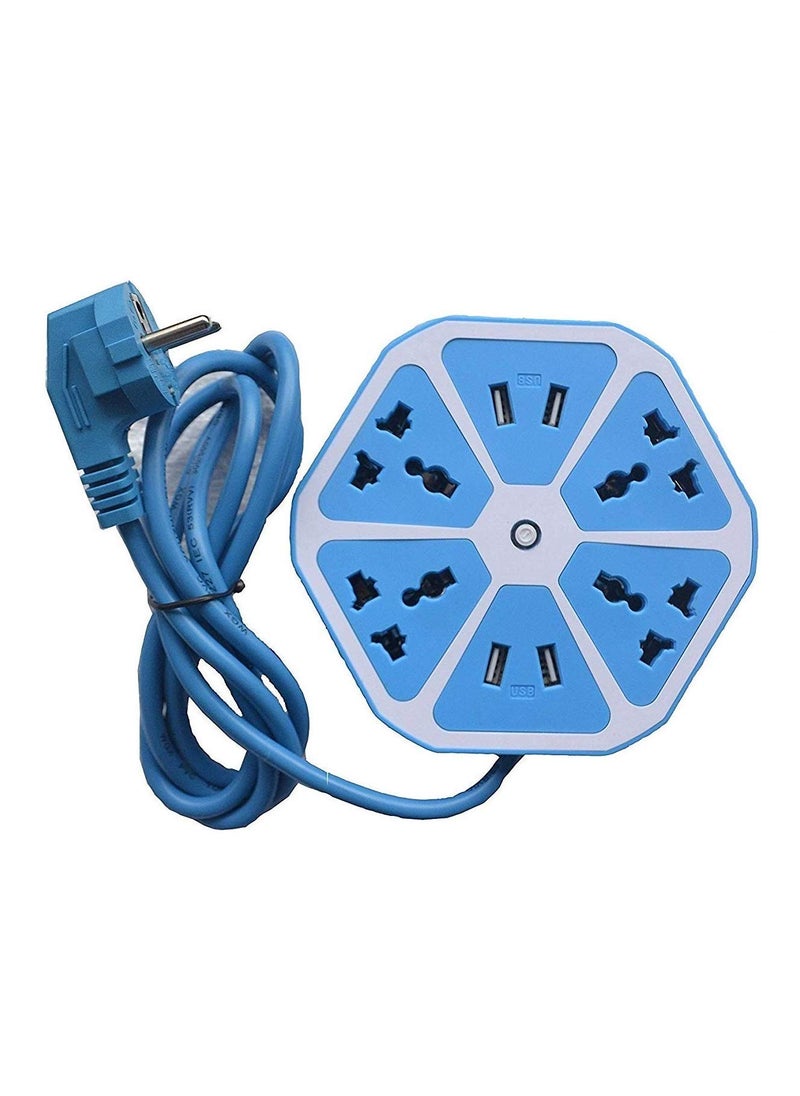 Generic Heavy Duty Hexagon Extension Cord with 4 USB Port 4 Socket with 18 Meter Wire by Goodwill Trader Colour May Vary  - Image 1