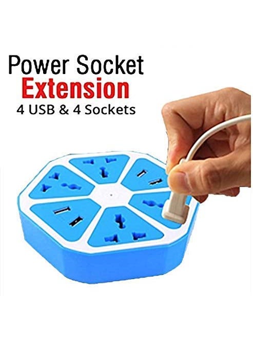 Generic Heavy Duty Hexagon Extension Cord with 4 USB Port 4 Socket with 18 Meter Wire by Goodwill Trader Colour May Vary  - Image 2
