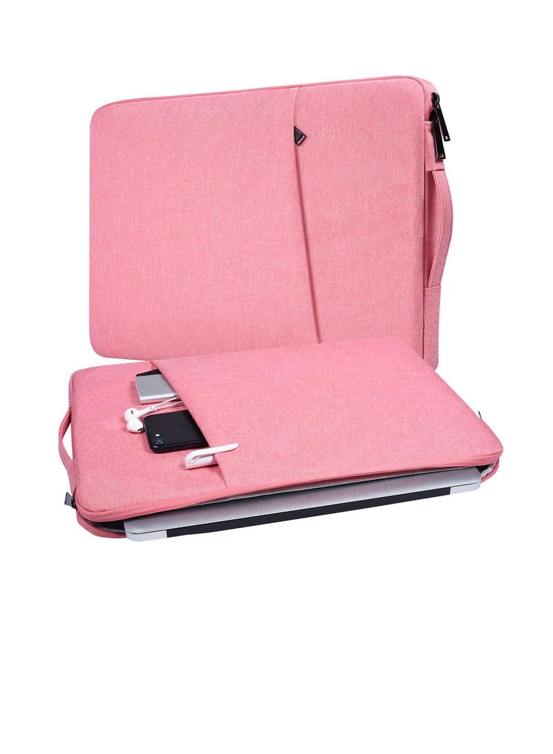 Zexen 13 inch Laptop Sleeve Bag Compatible with MacBook Air Mac Pro M1 Surface Lenovo Dell HP Computer Bag Accessories Polyester Case with Pocket (Pink)  - Image 1