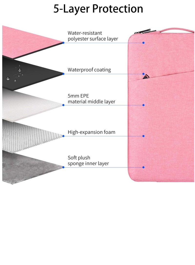 Zexen 13 inch Laptop Sleeve Bag Compatible with MacBook Air Mac Pro M1 Surface Lenovo Dell HP Computer Bag Accessories Polyester Case with Pocket (Pink)  - Image 2