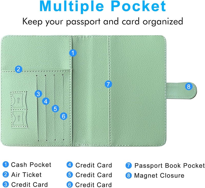 ACdream Passport Holder for Travel Essentials, Rfid Blocking Passport Wallet Cover Case for Travel Must Haves Accessories, Book Holders for Women/Men, AgaveGreen - Image 5