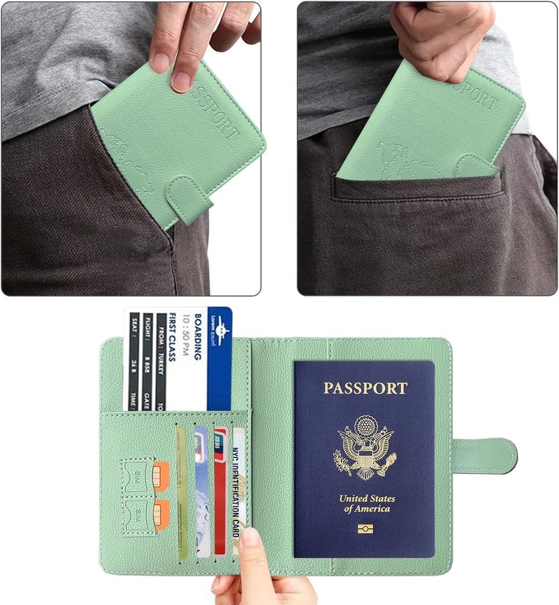 ACdream Passport Holder for Travel Essentials, Rfid Blocking Passport Wallet Cover Case for Travel Must Haves Accessories, Book Holders for Women/Men, AgaveGreen - Image 3