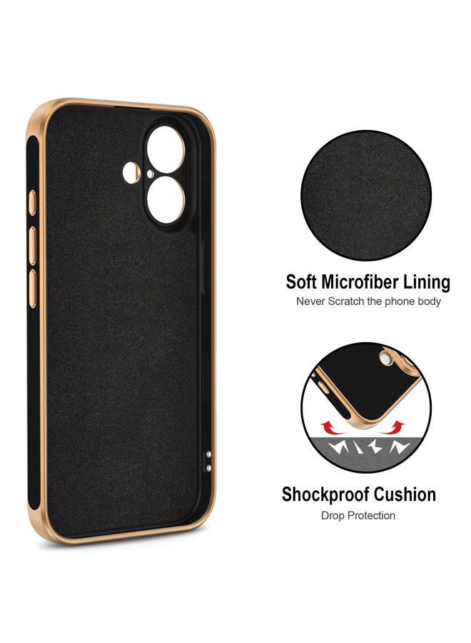 Hython for iPhone 17 Case with Ring Stand, 360° Rotatable Ring Holder Magnetic Kickstand, Plating Rose Gold Edge Soft Cover Protective Phone Case for iPhone 17 6.3", Black - Image 3