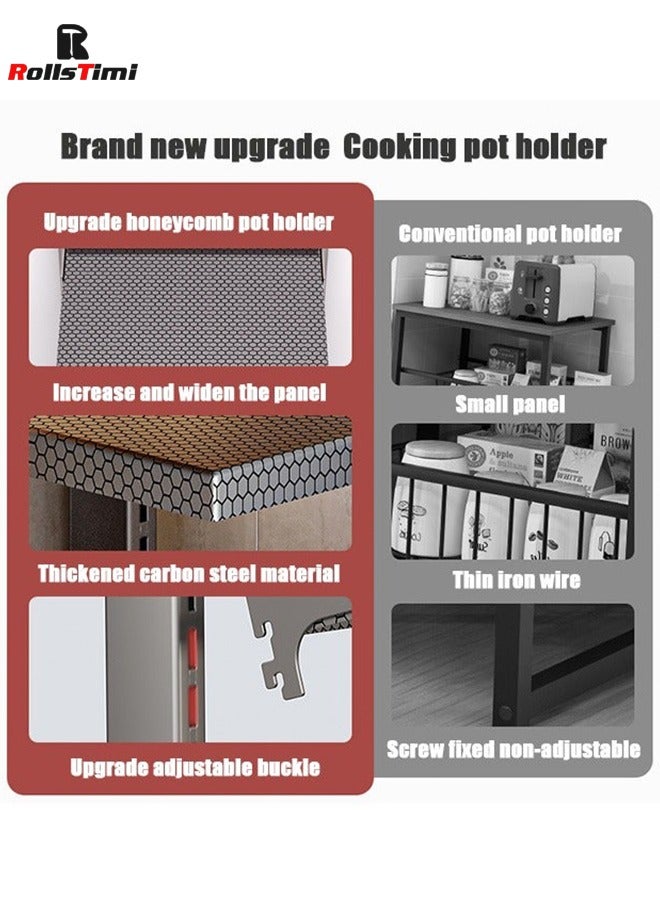 RollsTimi  Adjustable Kitchen Storage Pot Rack - Stainless Steel, 3-Layer Plus 2-Layer Under-Sink Cabinet Organizer, Countertop and Floor Storage Corner Rack,Black - Image 4