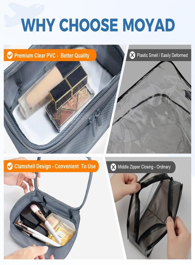 Moyad Toiletry Bag Transparent Toiletry Bag PVC Aeroplane Bag Liquids Cosmetic Bag Travel Cosmetic Bag Transparent Bag Hand Luggage Travel Accessories Toilet Bag Waterproof for Women Grey - Image 4